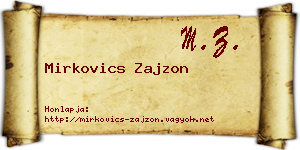Mirkovics Zajzon névjegykártya
